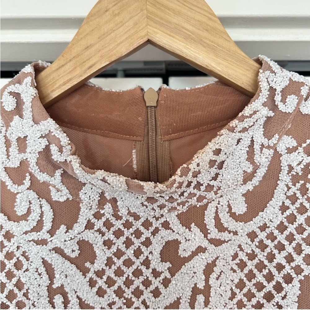 Portia and Scarlett Glitter Lace Mockneck Floor Length Bat Sleeve Evening Dress - Picture 15 of 15